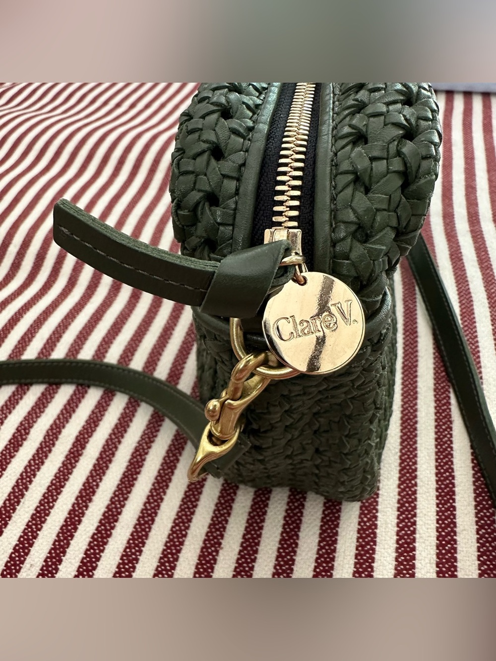Clare V Marisol Army Green Rattan Bag - Picture 6 of 11